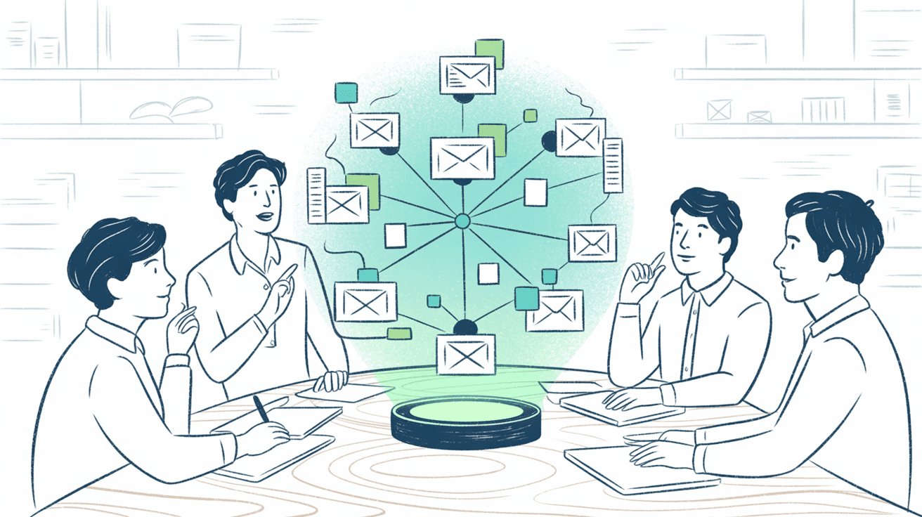 Illustration of modern alternative email tools and team collaboration methods beyond BCC
